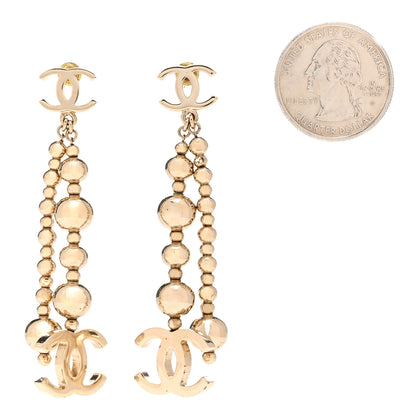 Chanel Crystal Bead CC Dangle Earrings Gold 2 of 4
