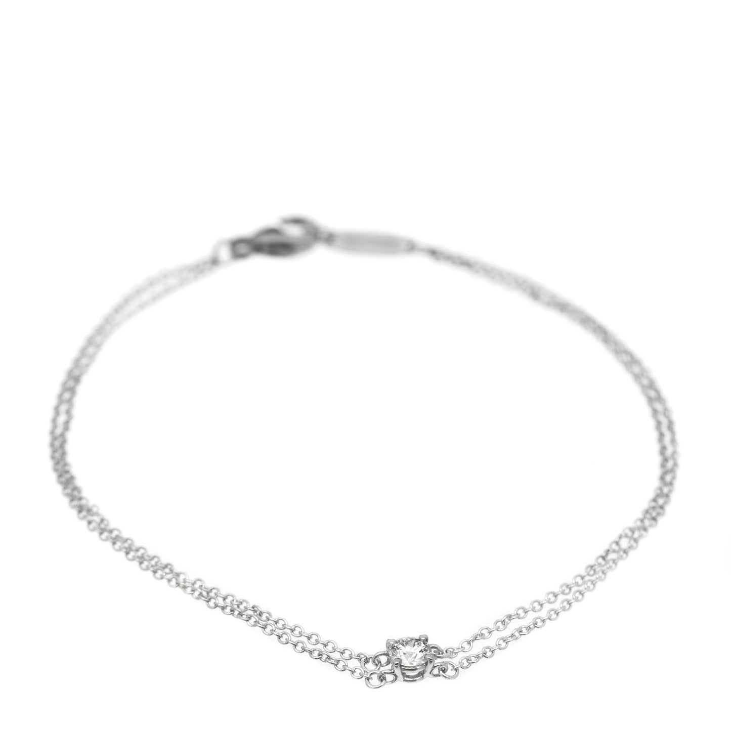 Platinum Diamond .17ct Double Chain Solitaire Bracelet