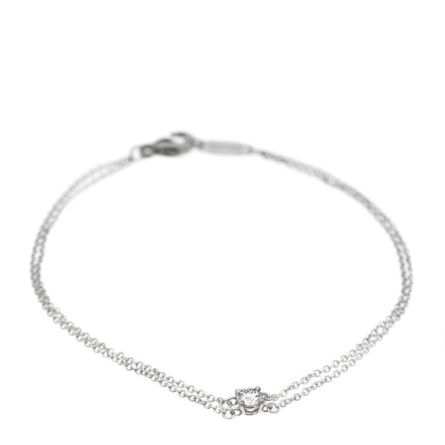 Tiffany Platinum Diamond .17ct Double Chain Solitaire Bracelet 1 of 4