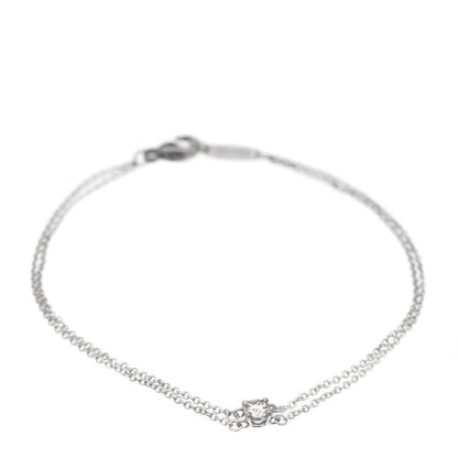 Tiffany Platinum Diamond .17ct Double Chain Solitaire Bracelet 1 of 4