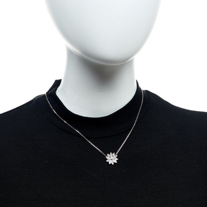 Van Cleef & Arpels 18K White Gold Diamond Small Lotus Pendant Necklace 2 of 6