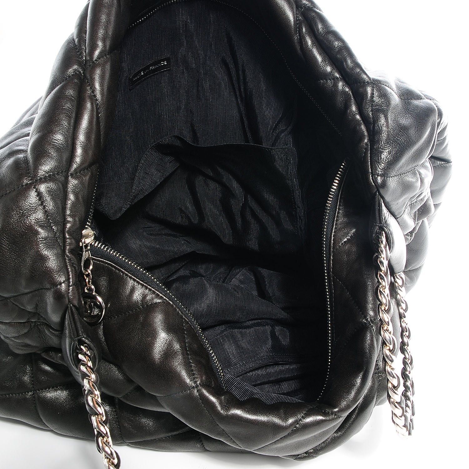 Chanel Lambskin Quilted Chain Handles Handbag Black 5 of 8