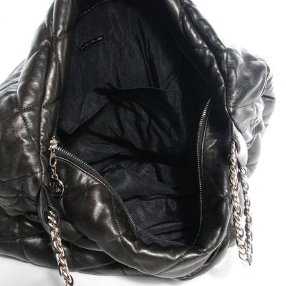 Chanel Lambskin Quilted Chain Handles Handbag Black 5 of 8