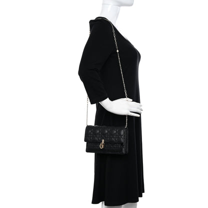 Christian Dior Lambskin Cannage Lady Dior Chain Pouch Black 2 of 9