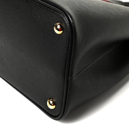 Prada Saffiano Cuir Medium Double Bag Black Fuoco 10 of 10