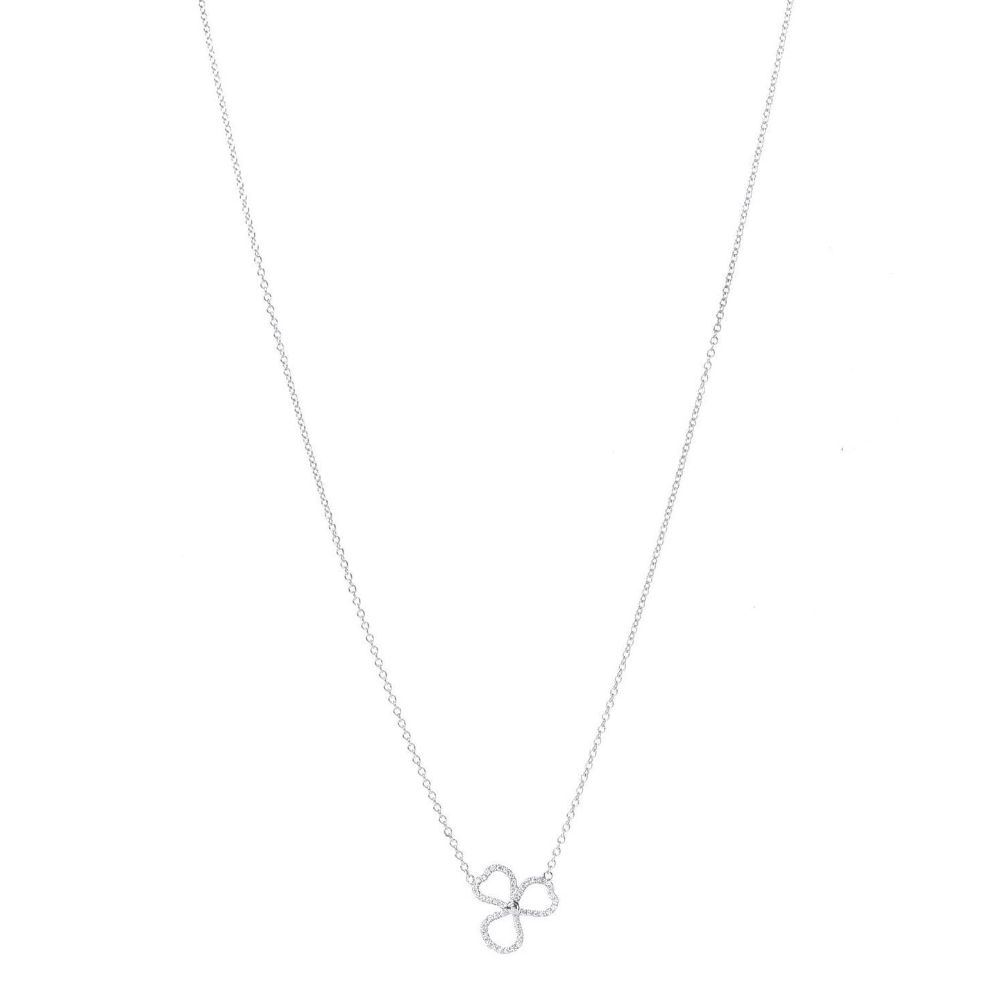 Platinum Diamond Mini Paper Flowers Pendant Necklace