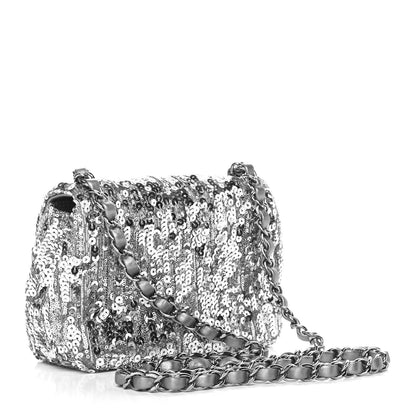 Chanel Sequin Mini Square Flap Grey 2 of 9