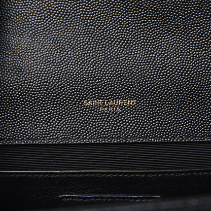 Saint Laurent Grain De Poudre Textured Mixed Matelasse Triquilt Medium Monogram Satchel Black 7 of 10