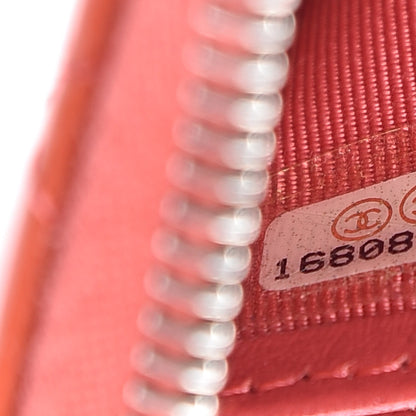 Chanel Patent Calfskin Quilted Large Gusset Zip Around Wallet Coral 7 of 7