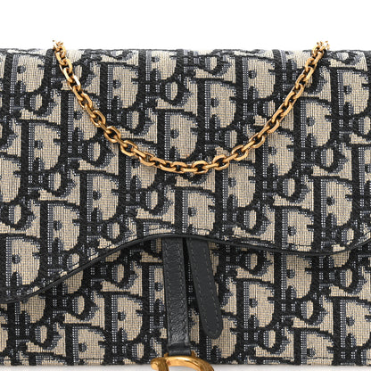Christian Dior Oblique Saddle Chain Pouch Blue 8 of 11