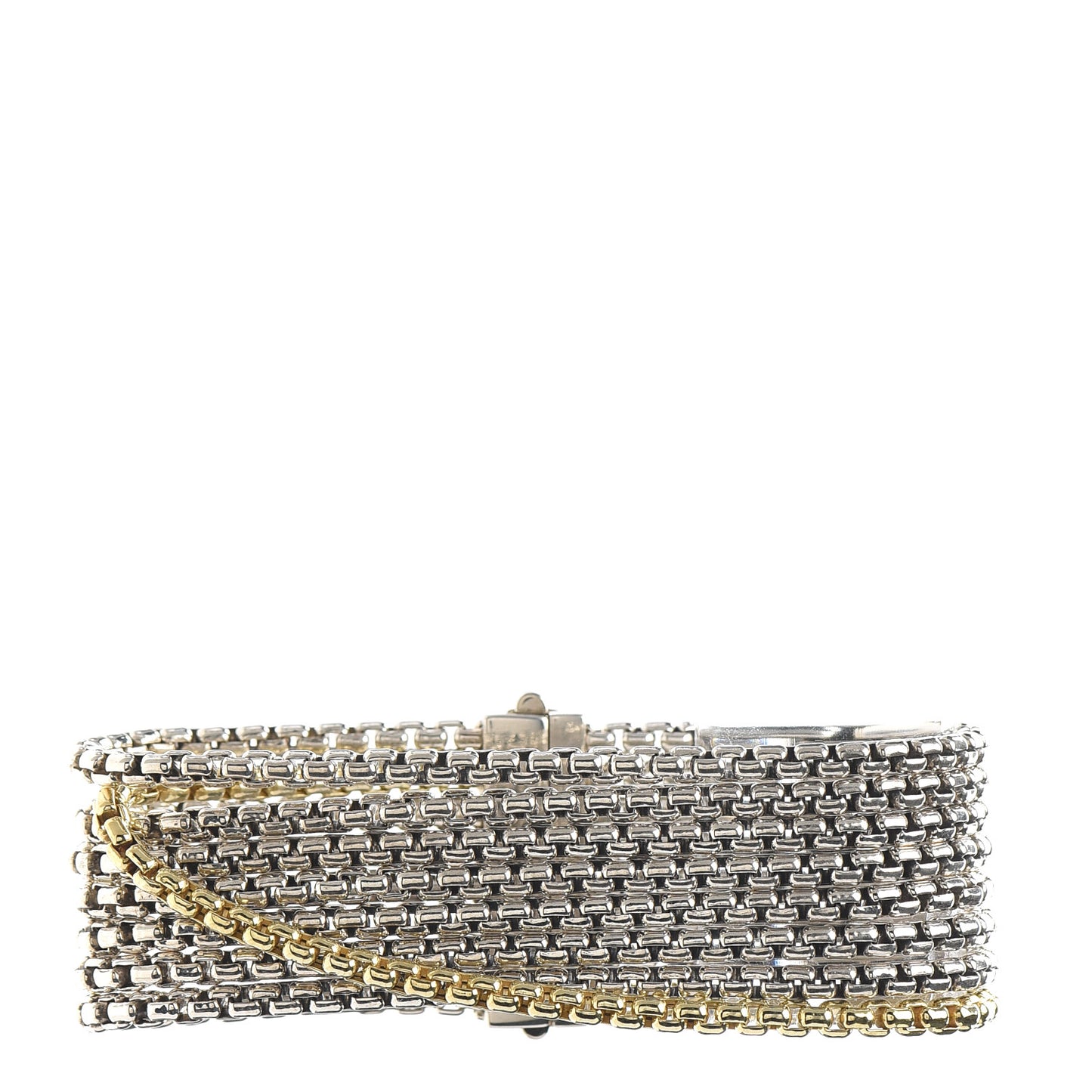 Sterling Silver 18K Yellow Gold Eight-Row Box Chain Bracelet