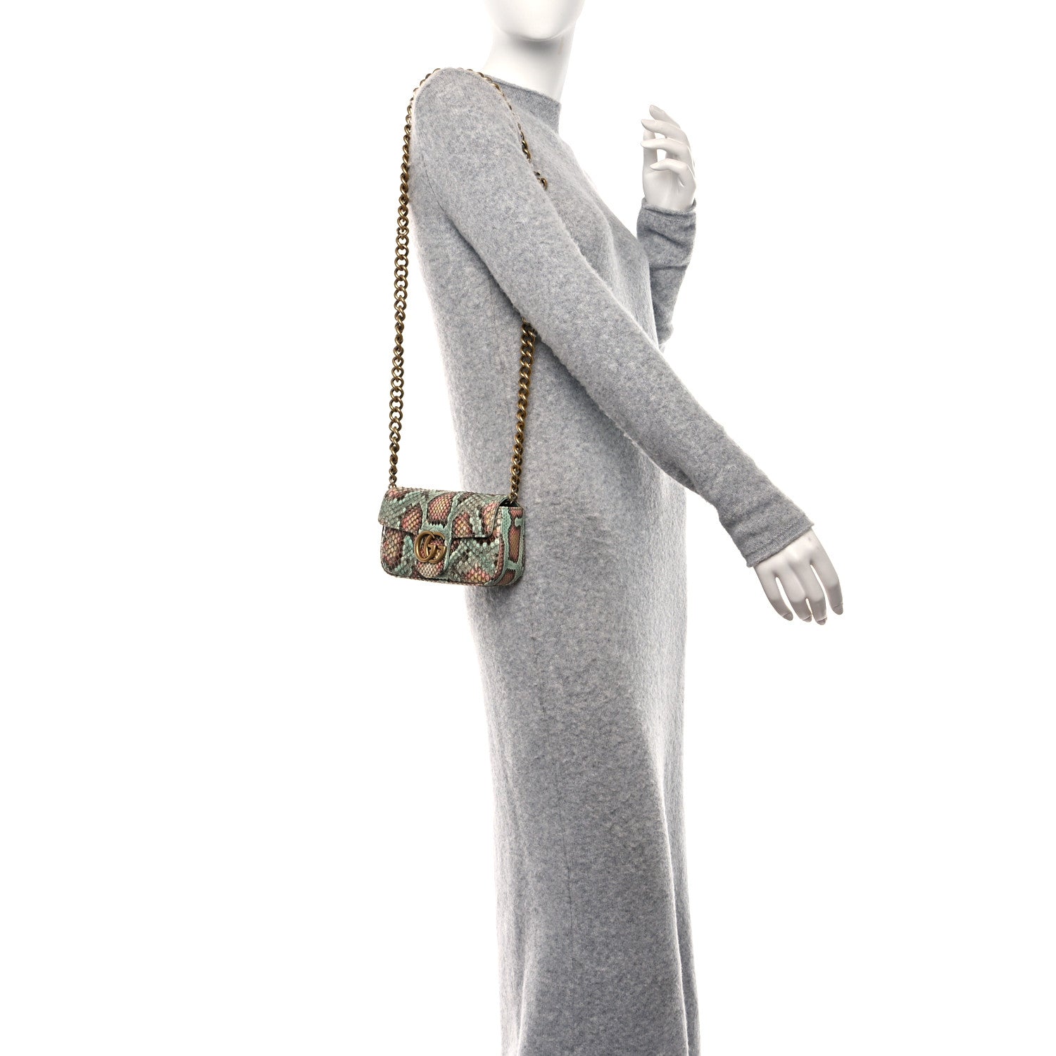 Gucci Snakeskin Matelasse GG Marmont Chain Belt Bag 2 of 12