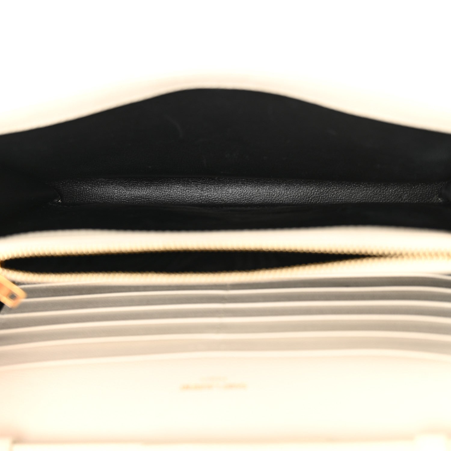 Saint Laurent Grain De Poudre Matelasse Chevron Monogram Chain Wallet Crema Soft 5 of 17