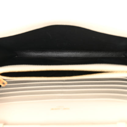 Saint Laurent Grain De Poudre Matelasse Chevron Monogram Chain Wallet Crema Soft 5 of 17