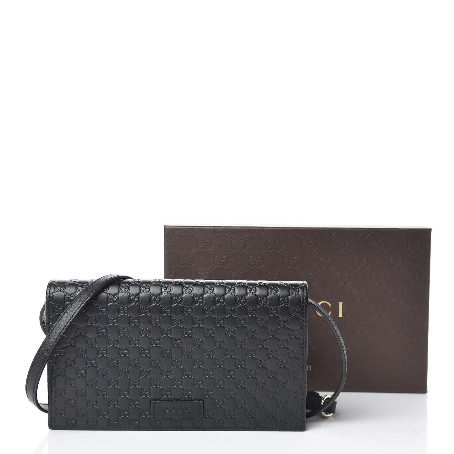 Microguccissima Crossbody Wallet Black