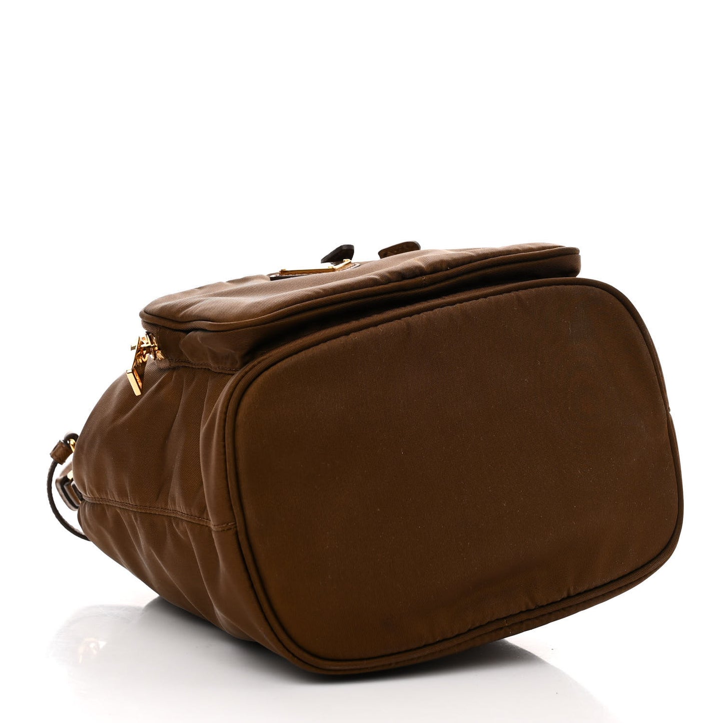 Saffiano Tessuto Nylon Mini Bucket Crossbody Bag Cacao