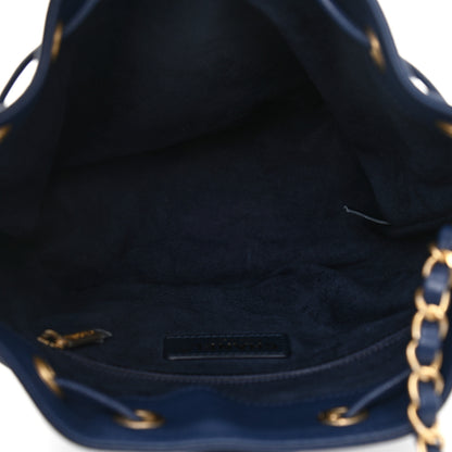 Chanel Caviar Deauville Drawstring Bucket Bag Navy 6 of 9