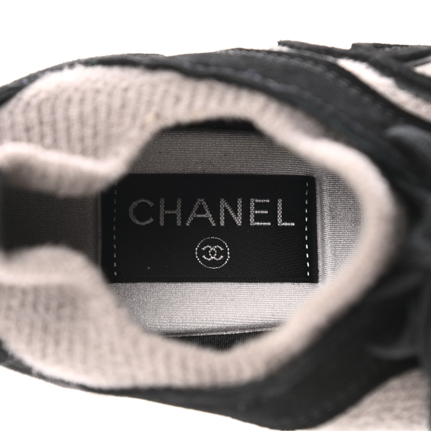 Chanel Fabric Suede Calfskin CC Sneakers 39 Grey Black 6 of 7