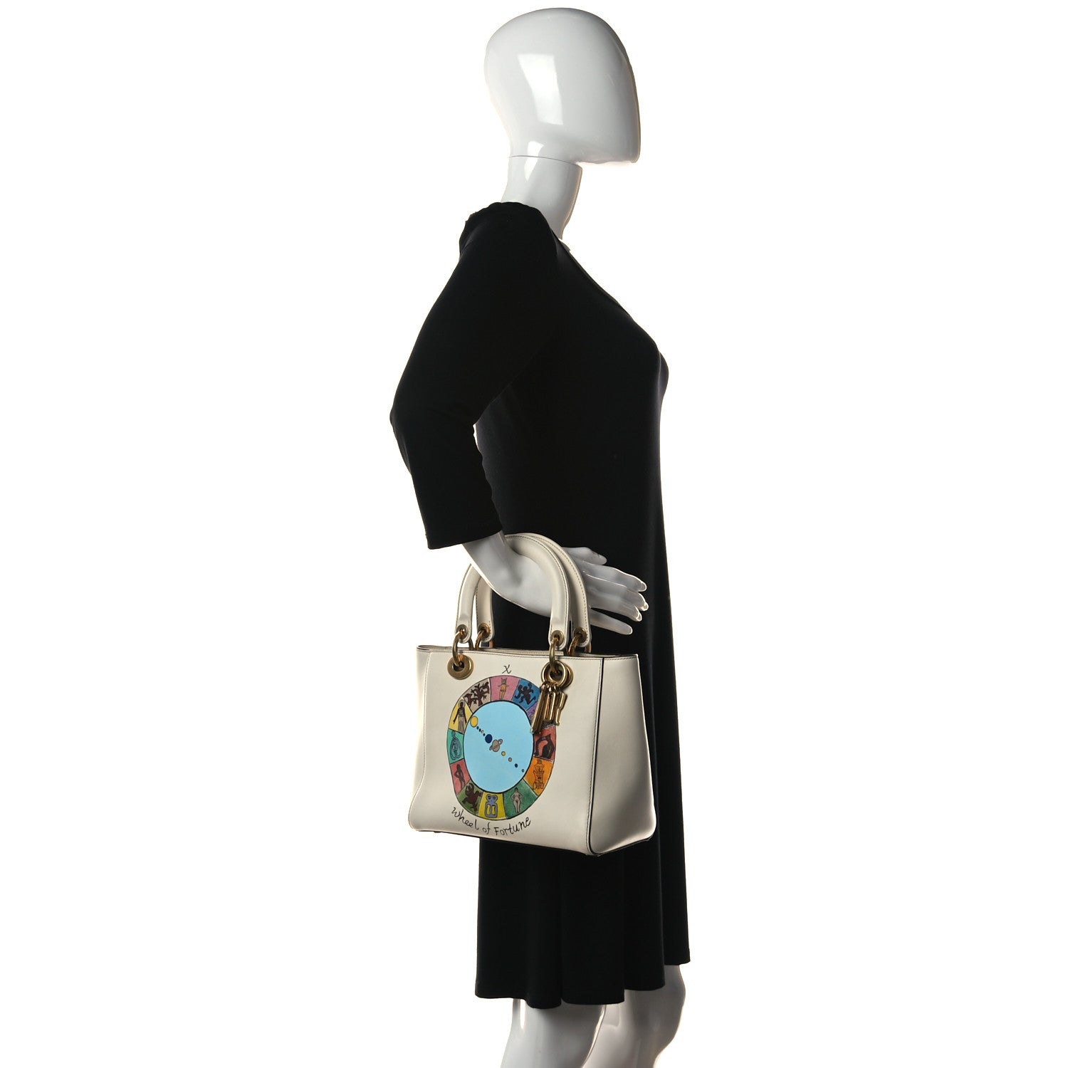Christian Dior Calfskin Wheel of Fortune Medium Lady Dior Off White 2 of 17