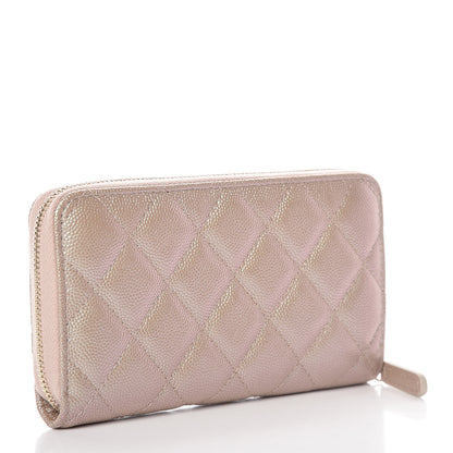 Chanel Iridescent Caviar Quilted Medium Zip Around Wallet Beige 3 of 11