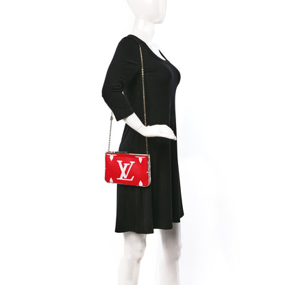 Louis Vuitton Monogram Giant Double Zip Pochette Rouge 2 of 8
