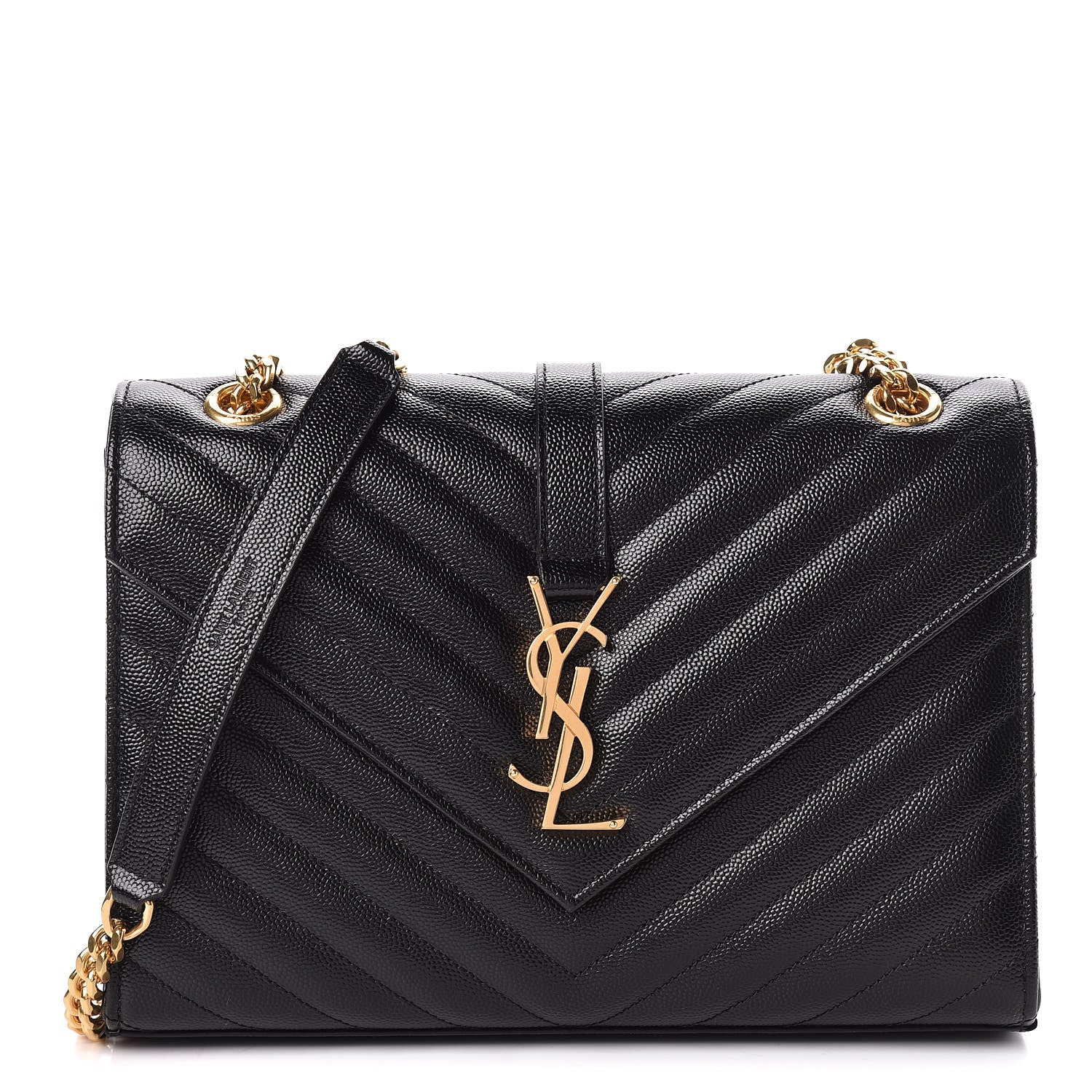Saint Laurent Grain De Poudre Matelasse Chevron Medium Monogram Satchel Black 1 of 11
