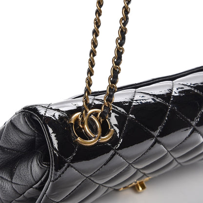 Chanel Patent Goatskin Quilted Medium CC Eyelet Flap Black 9 of 9