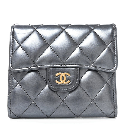 Chanel Iridescent Lambskin Quilted Compact Flap Navy 1 of 7