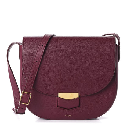 Celine Grained Calfskin Medium Trotteur Plum 1 of 10