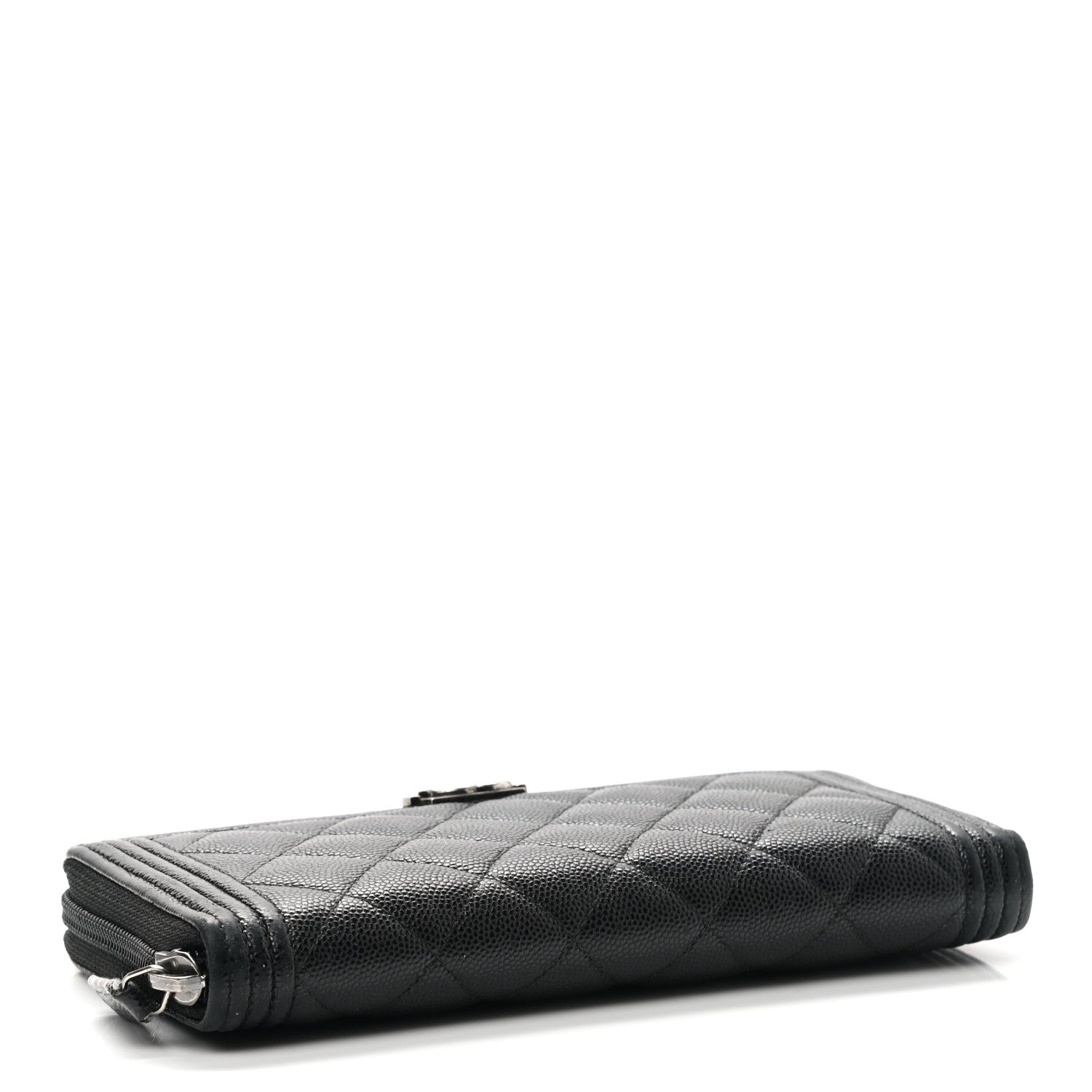 Chanel Caviar Quilted Boy Long Zip Around Wallet Black 4 of 9