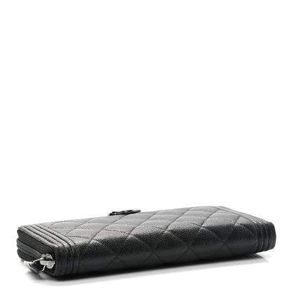 Chanel Caviar Quilted Boy Long Zip Around Wallet Black 4 of 9