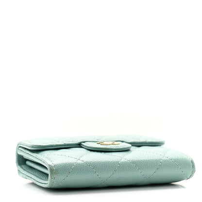Chanel Caviar Quilted Flap Card Holder Wallet Light Blue 4 of 12