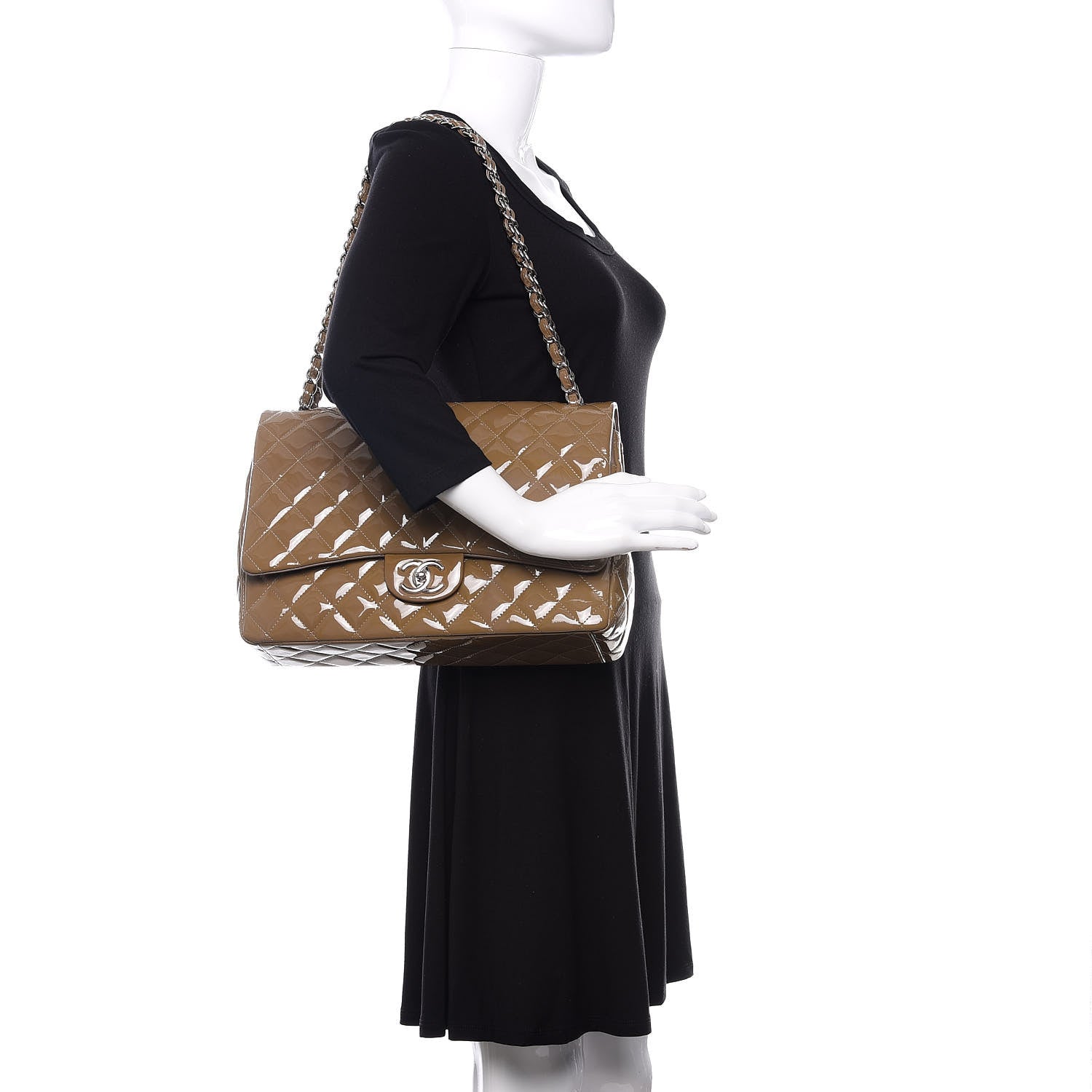 Chanel Patent Calfskin Quilted Maxi Double Flap Grey 2 of 12