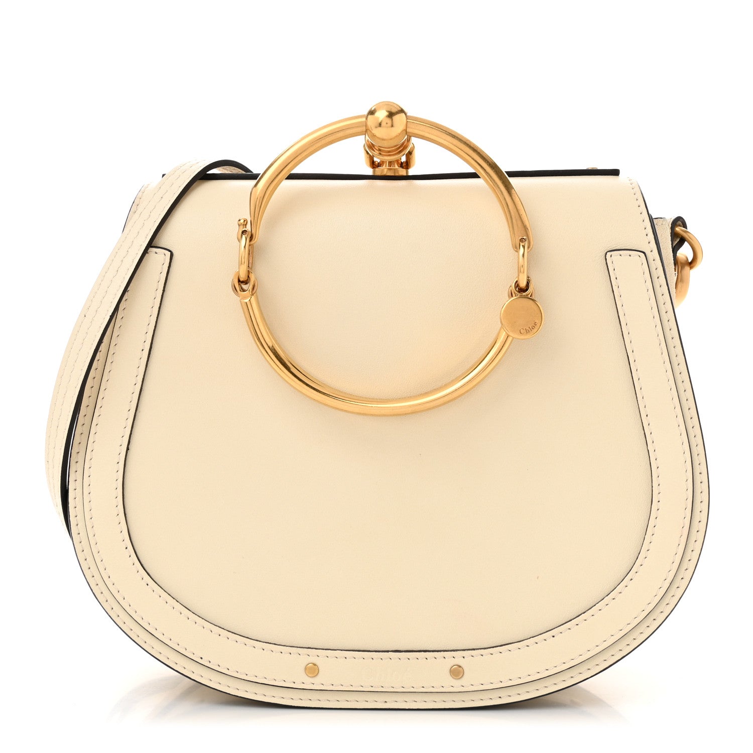 Chloe Calfskin Suede Medium Nile Bracelet Bag Off White 1704345