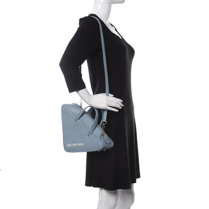 Balenciaga Shiny Day Calfskin Logo S Triangle Duffle Grey Blue White 2 of 9