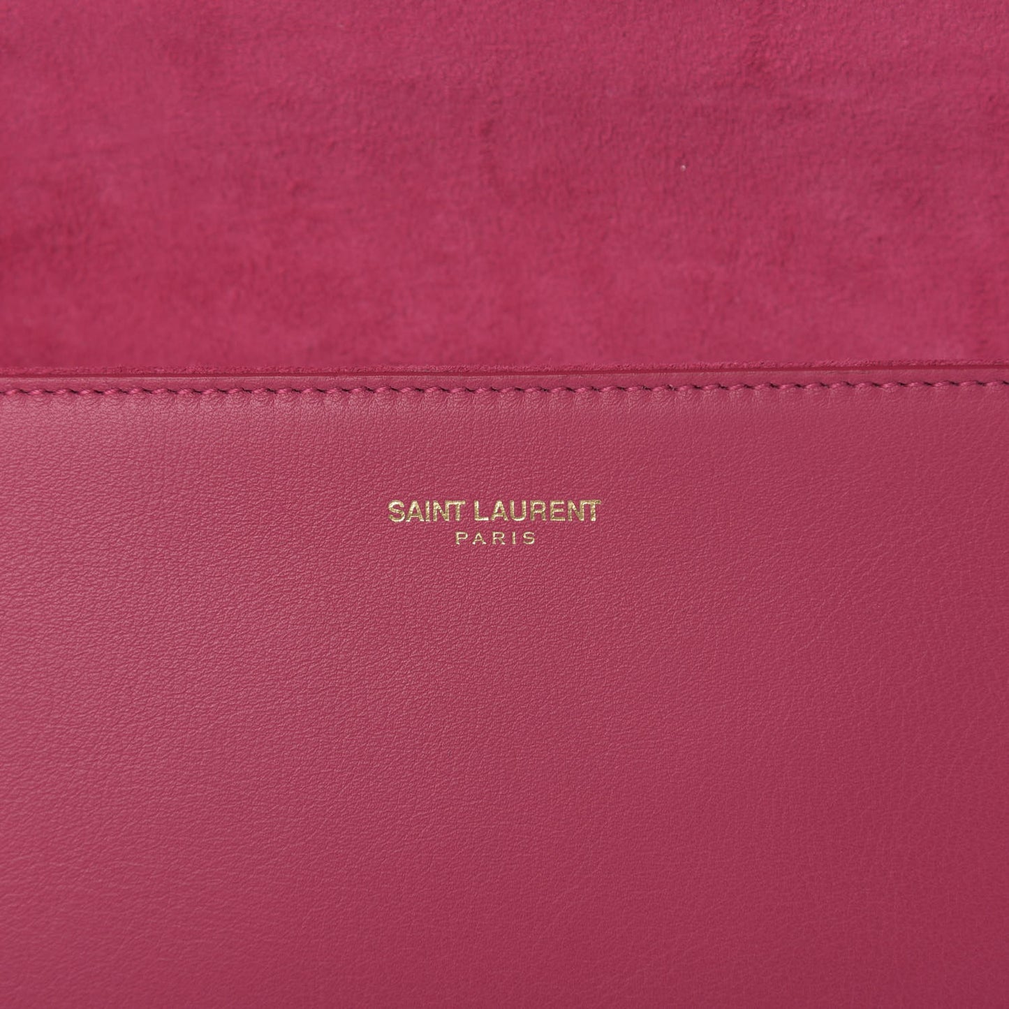 Calfskin Classic Y Ligne Clutch Fuchsia