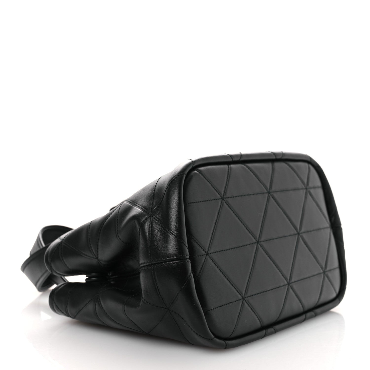 Prada Vitello Triangle Stitched Shopping Tote Black 4 of 10