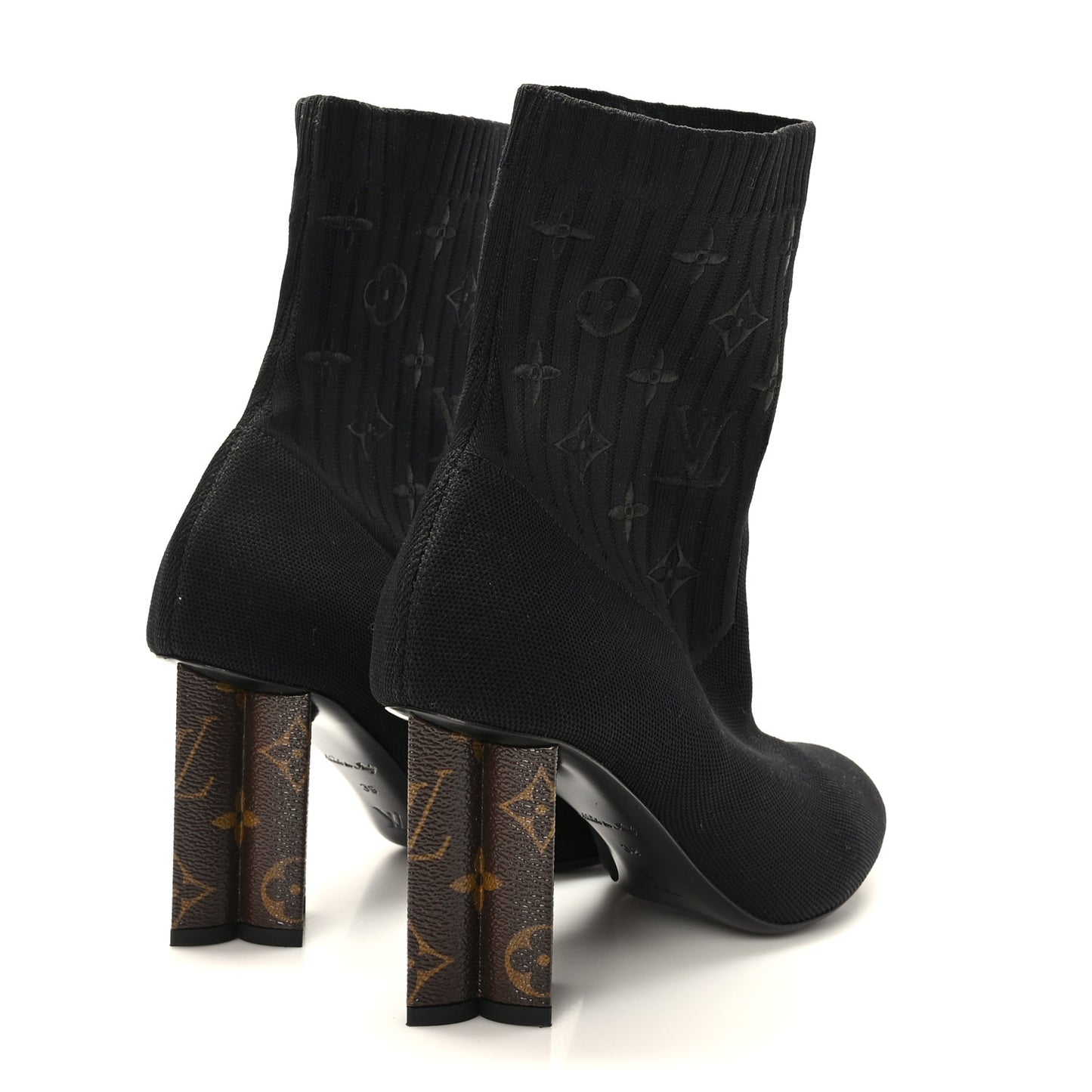 Monogram Stretch Fabric Silhouette Ankle Boots 39 Black