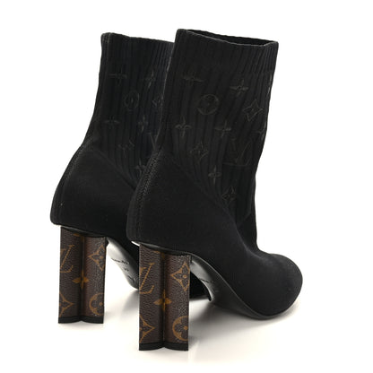 Louis Vuitton Monogram Stretch Fabric Silhouette Ankle Boots 39 Black 4 of 8