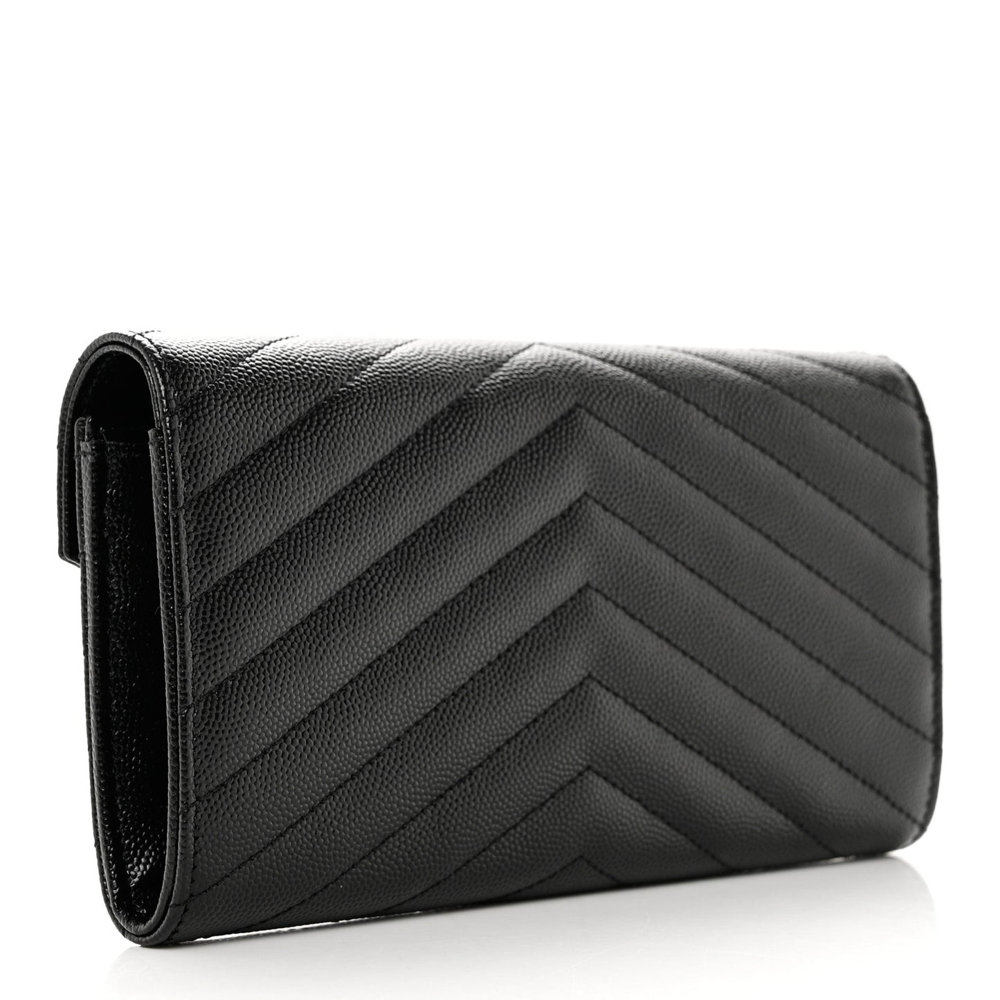 Grain De Poudre Matelasse Chevron Monogram Flap Wallet Black