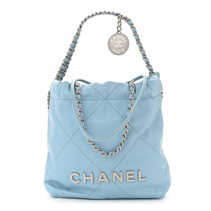 Chanel Shiny Calfskin Quilted Mini Chanel 22 Light Blue 1 of 10