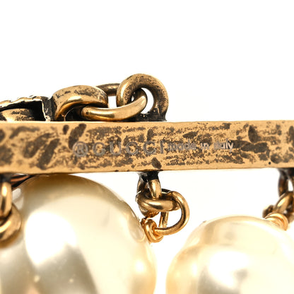 Gucci Crystal Pearl Double G Necklace Aged Gold Multicolor 5 of 5