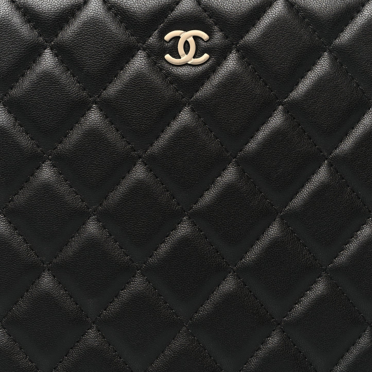 Lambskin Quilted Travel Case Black