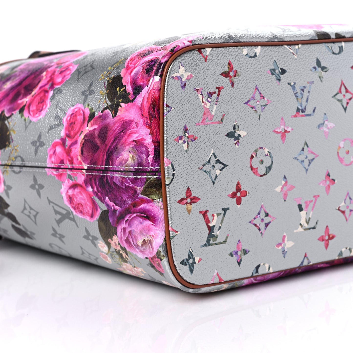 Metallic Monogram LV Garden Neverfull MM Silver