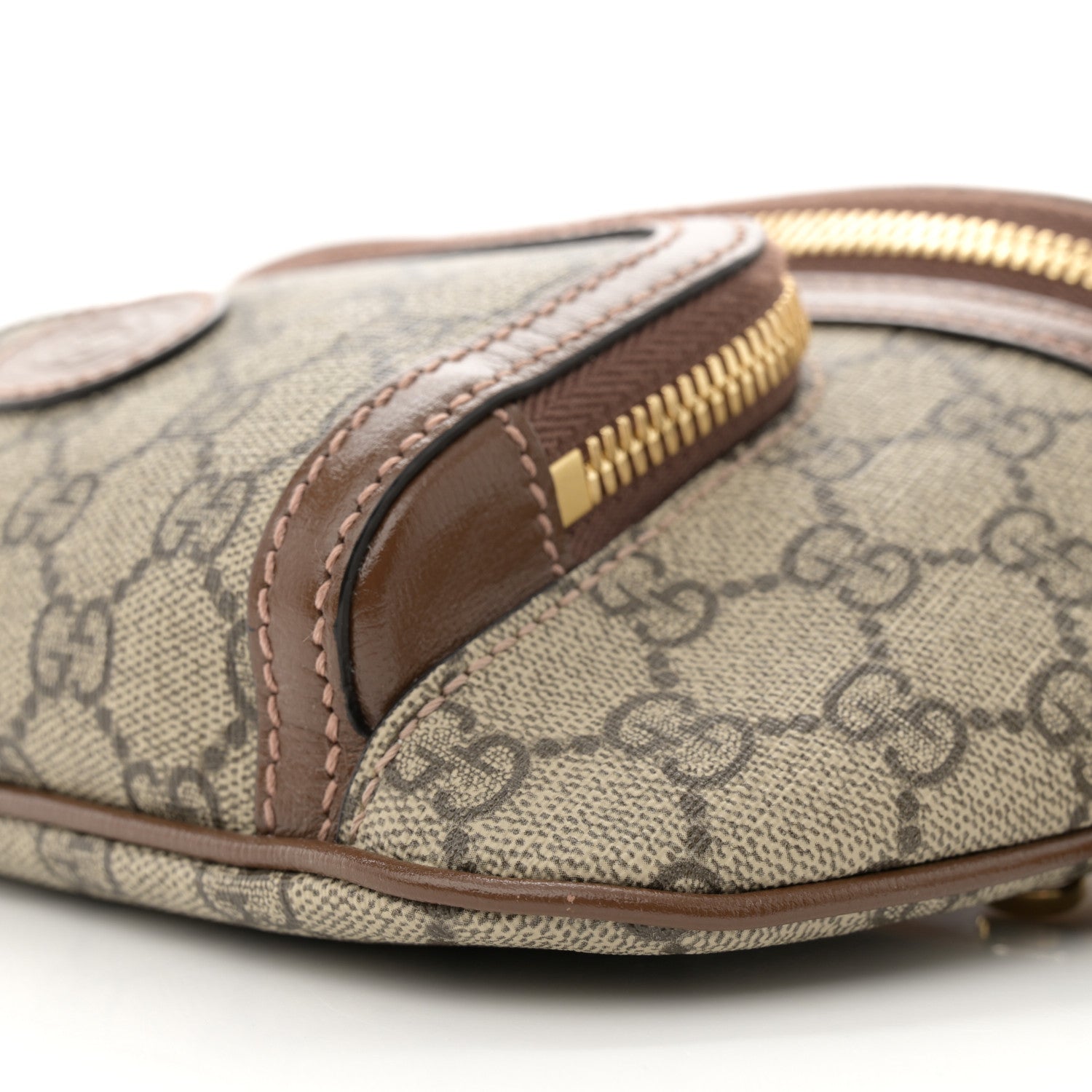 Gucci GG Supreme Monogram Textured Calfskin Retro Interlocking G Belt Bag Beige Ebony Brown Sugar 10 of 12