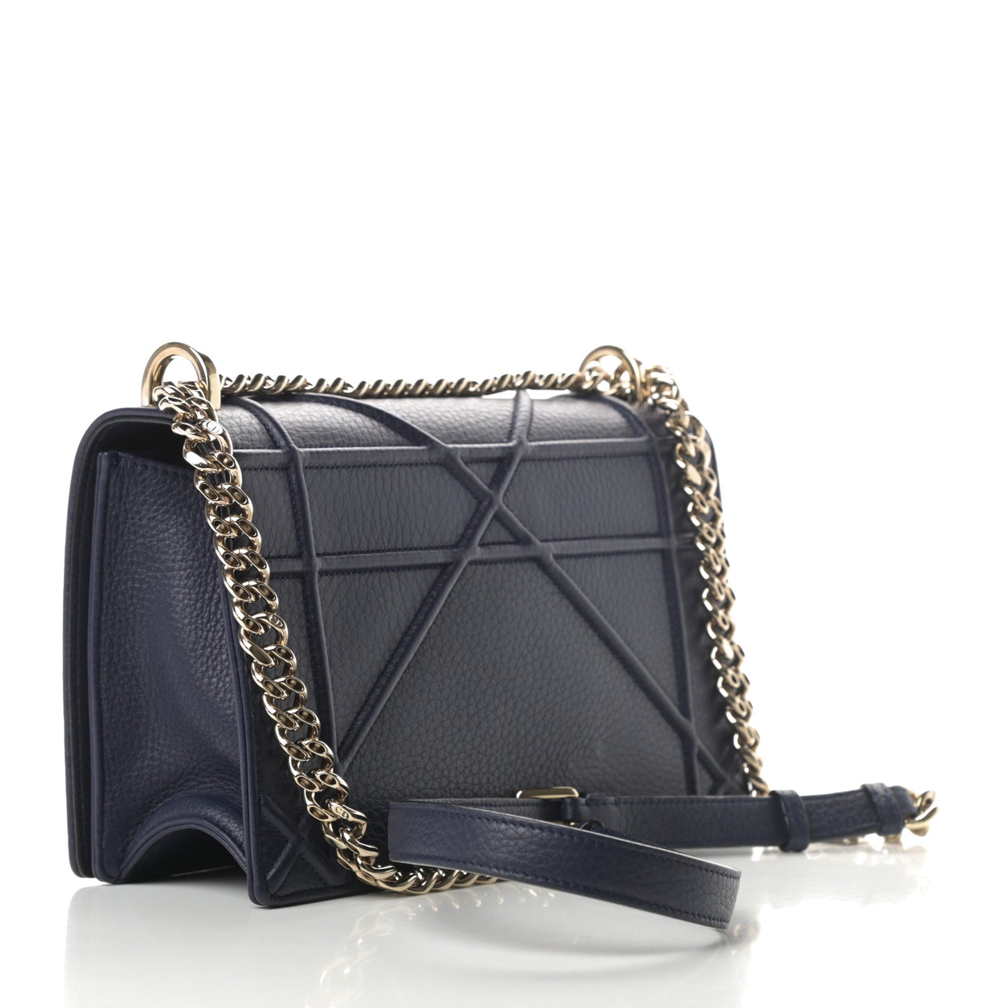 Grained Calfskin Medium Diorama Flap Bag Blue
