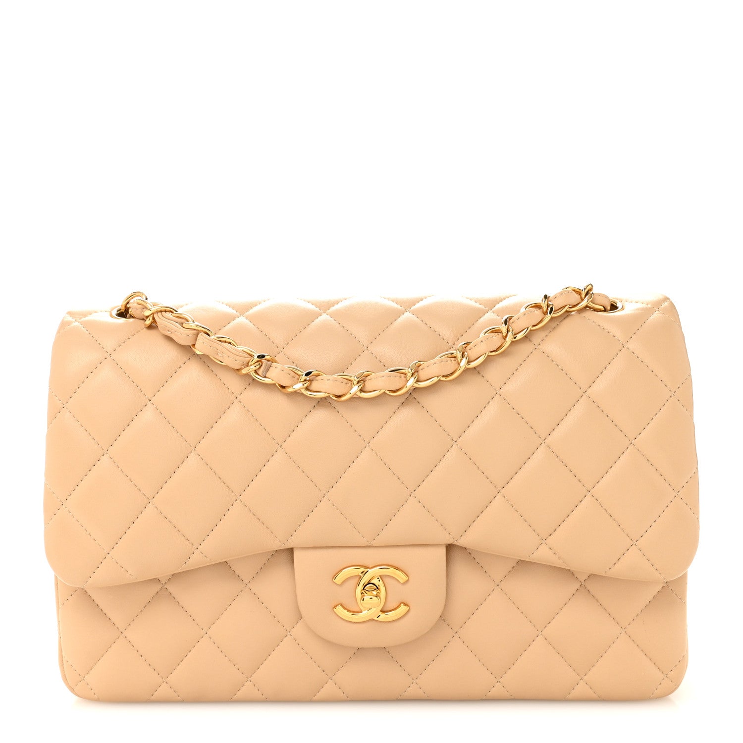 Chanel Lambskin Quilted Jumbo Double Flap Beige 1 of 11