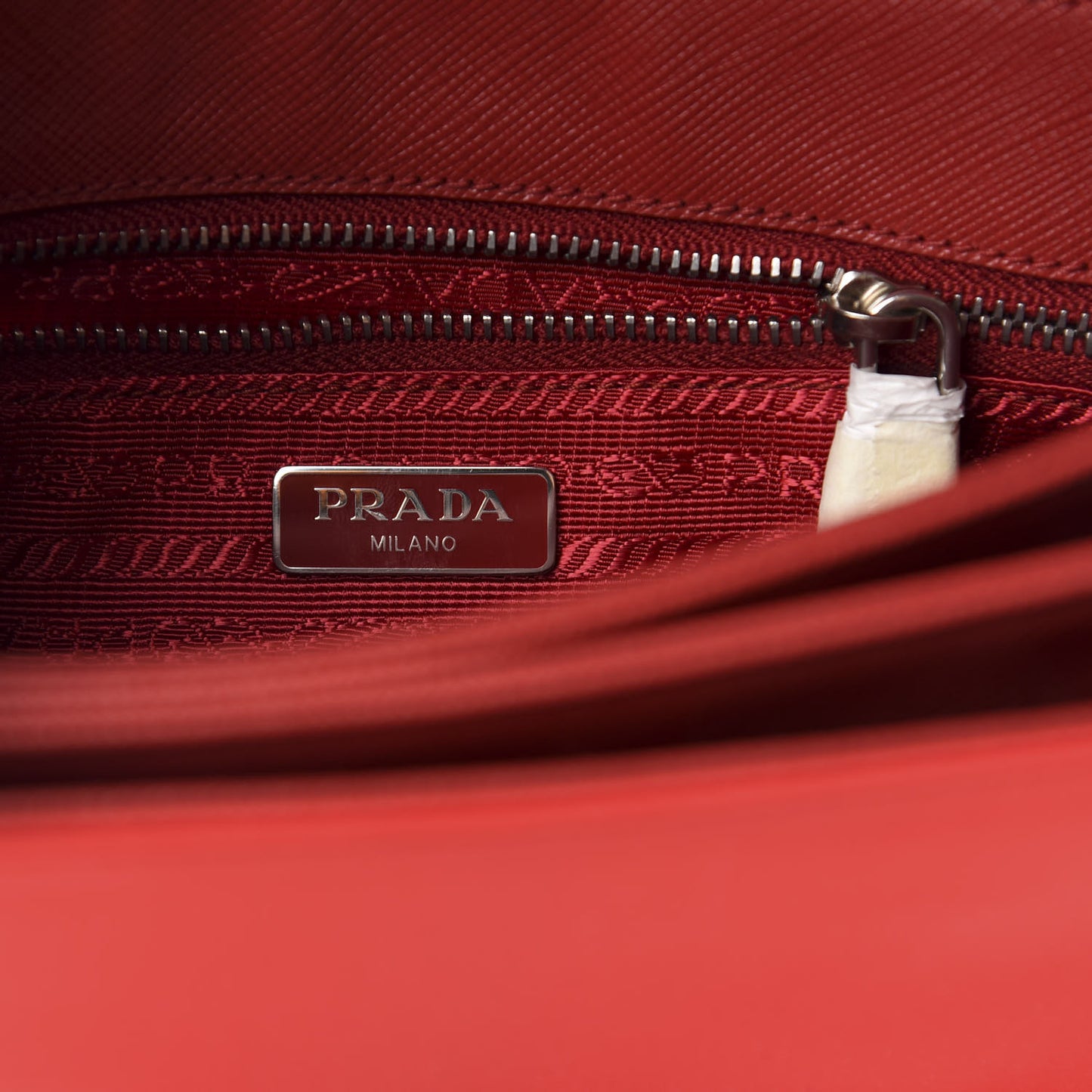 Saffiano Tessuto Nylon Chain Shoulder Bag Rosso
