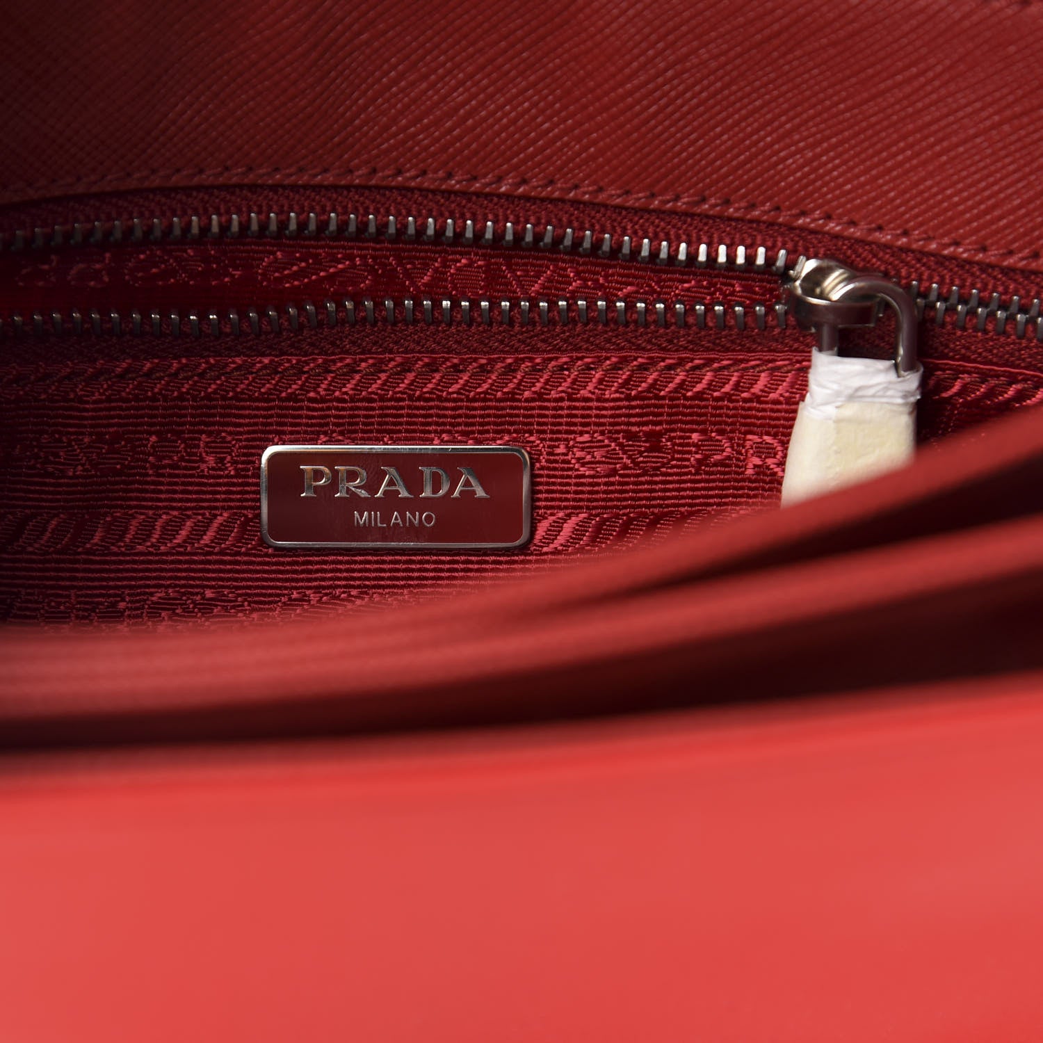 Prada Saffiano Tessuto Nylon Chain Shoulder Bag Rosso 7 of 11