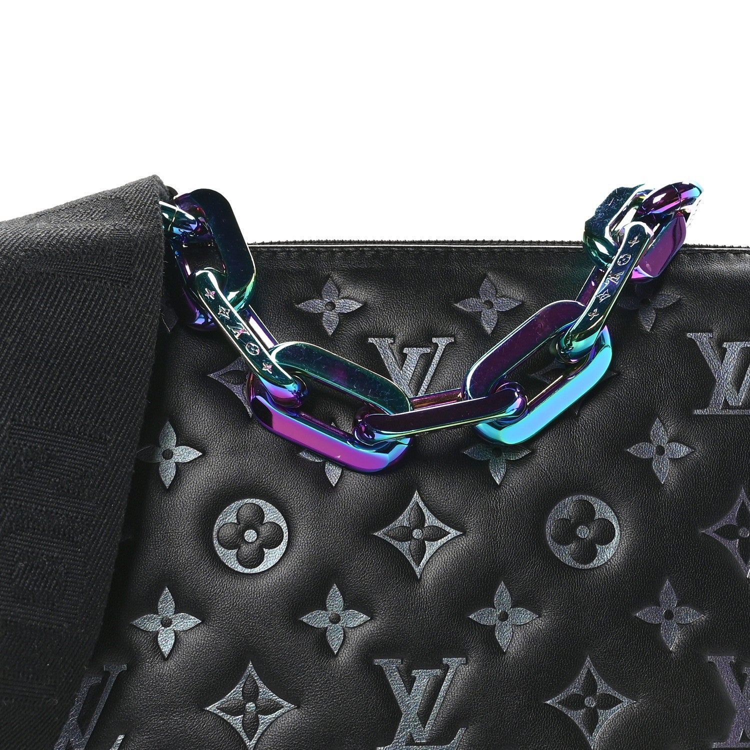 Louis Vuitton Lambskin Embossed Monogram LV Ski Coussin PM Black Multicolor 8 of 10